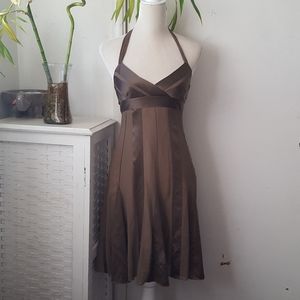 BCBG Maxazria brown silk halter dress